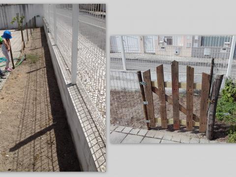 A nossa Bio Horta está a ser renovada ! já tem uma cerca e um portão  para as nossas galinhas poderem passear sem comer 